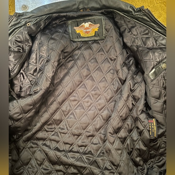 Harley Davidson Moto Jacket Mens Embossed Eagle Motorcycle Biker Black Leather - Picture 3 of 6